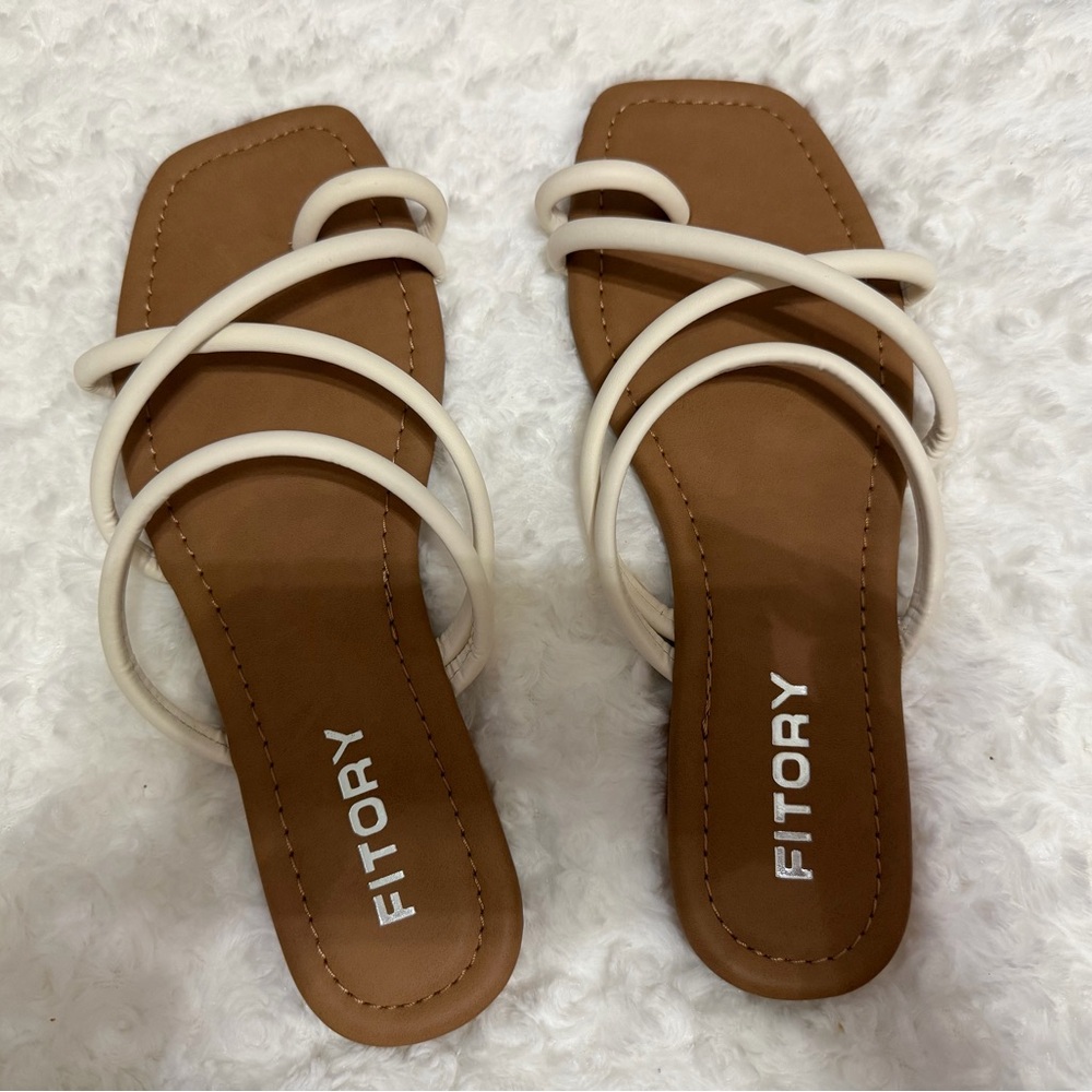Tan and Cream Strappy Sandals